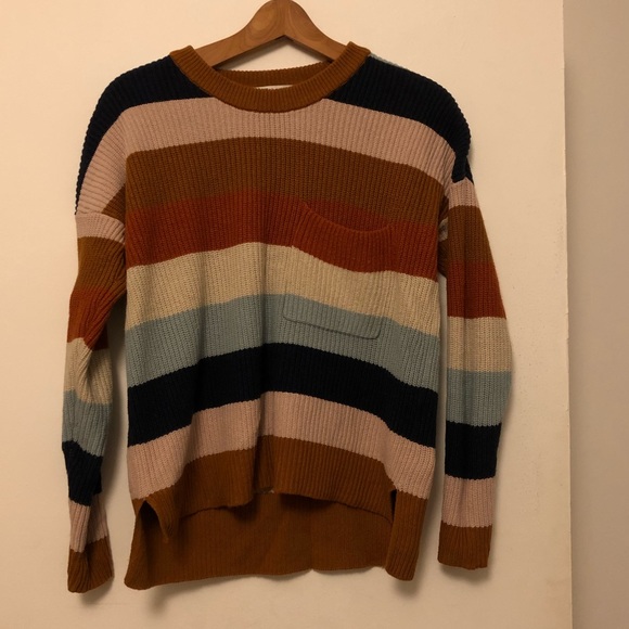 Madewell Thompson Pocket Pullover Sweater in Rainbow Stripe - Picture 4 of 6